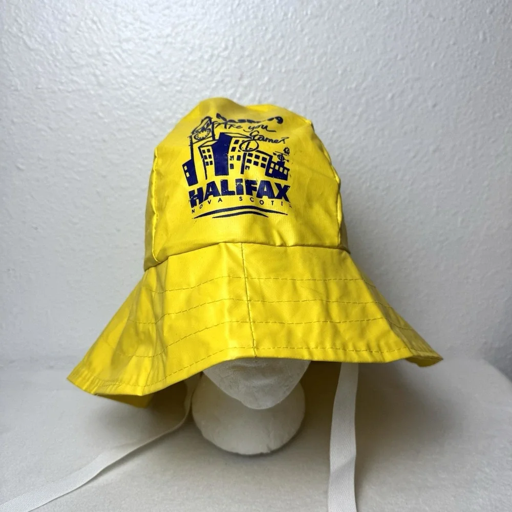 Vintage Yellow Sou'wester Rain Hat NASPL 99 Halifax Nova Scotia Fisherman Cap